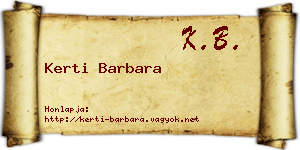 Kerti Barbara névjegykártya
